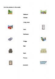 English Worksheet: Rooms in a house