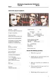 English Worksheet: Its a beautiful day -U2