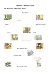 English Worksheet: Classroom language 