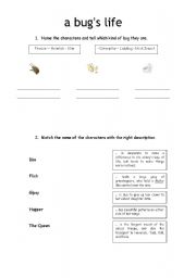 English Worksheet: Video sheet: A  bugs life