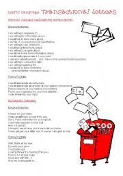 English Worksheet: Useful Language: transactional Letters