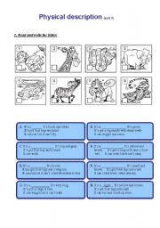 English Worksheet: How to describe an animal / a person -part II-