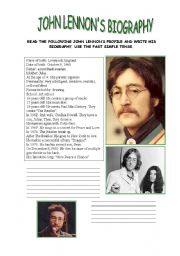 English Worksheet: John Lennons profile- Writing