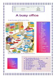 English Worksheet: A busy office