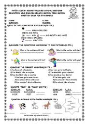 English Worksheet: EXAM FOR 5TH GRADES