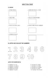 Written test for kinder