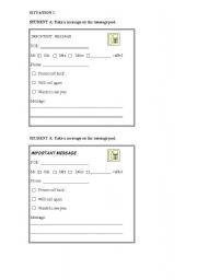 English Worksheet: Role-play (1 out of 3): At the hotel - Taking and leaving messages