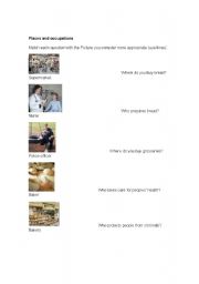 English Worksheet: Places and occupations