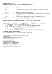 English Worksheet: Transport Vocabulary and Word Order