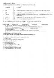 English worksheet: Transport Vocabulary and Word Order