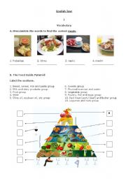 English Worksheet: test -food -part1