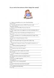 English Worksheet: Rewriting Sentences