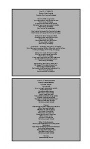 English worksheet: songs letters about songs