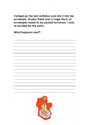 English Worksheet: Creative Writing Prompt - Party