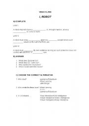 English Worksheet: Video class I,ROBOT