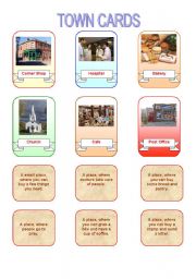 English Worksheet: Town Cards (part 1)