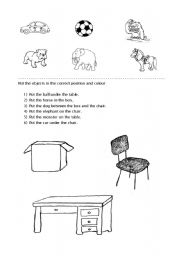 English Worksheet: Prepositions: in, on, under and between