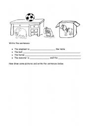 English Worksheet: Prepositions: in, on, under and between