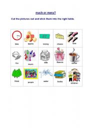 English Worksheet: much or many?