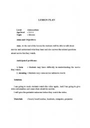 English worksheet: lesson plan sample