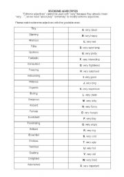 English Worksheet: extreme adjectives