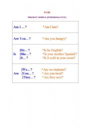 English worksheet: TO BE, PRESENT SIMPLE TENSE, INTERROGATIVE FORM