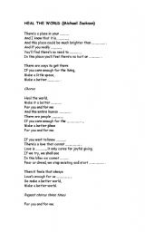 English Worksheet: Heal the world by Michael Jackson