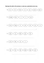 English worksheet: Scattered sentences.