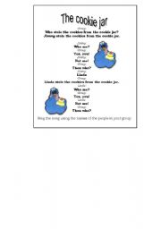 English worksheet: The cookie jar  SONG-GAME