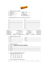 English Worksheet: The numbers