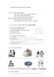 English Worksheet: can
