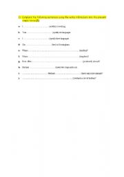 English Worksheet: simple present tenses