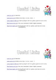 English Worksheet: Useful links in the internet