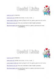 English worksheet: Useful links in the internet