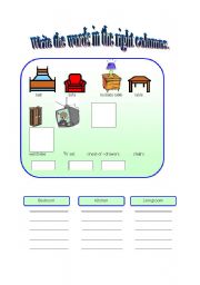 English Worksheet: Furniture / rooms