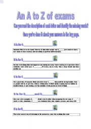 English Worksheet: An A to Z of exams