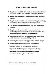 English Worksheet: haggis- scottish national dish