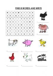 Wordsearch-Farm Animals