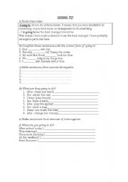 English worksheet: Going to 