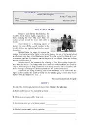 English Worksheet: written test - 8th form