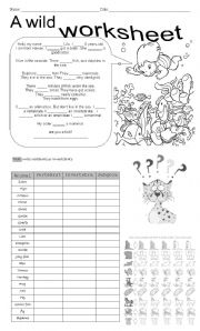 English Worksheet: A Wlid Worksheet