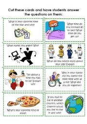 English Worksheet: Conversation Cards 8 of 8