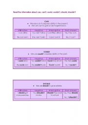 English Worksheet: CAN COULD SHOULD
