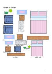 English Worksheet: Arrange the furniture