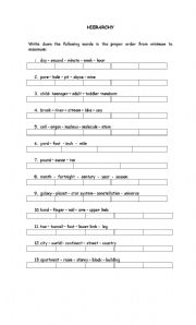 English worksheet: HIERARCHY