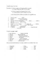 English worksheet: A - AN  C U