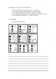 English worksheet: Present simple and routine