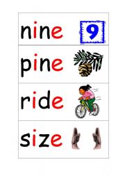 English worksheet: Long vowel sound flashcards i-e