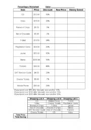 English worksheet: Percentage worksheet