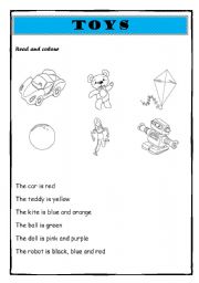 English Worksheet: Toys and colours